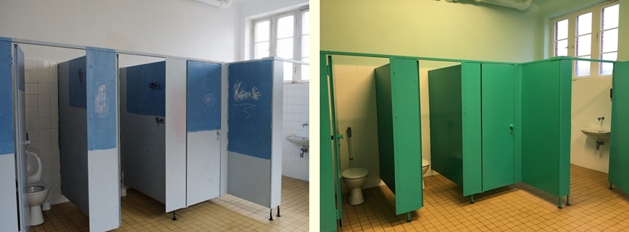 Toilette vorher und nachher